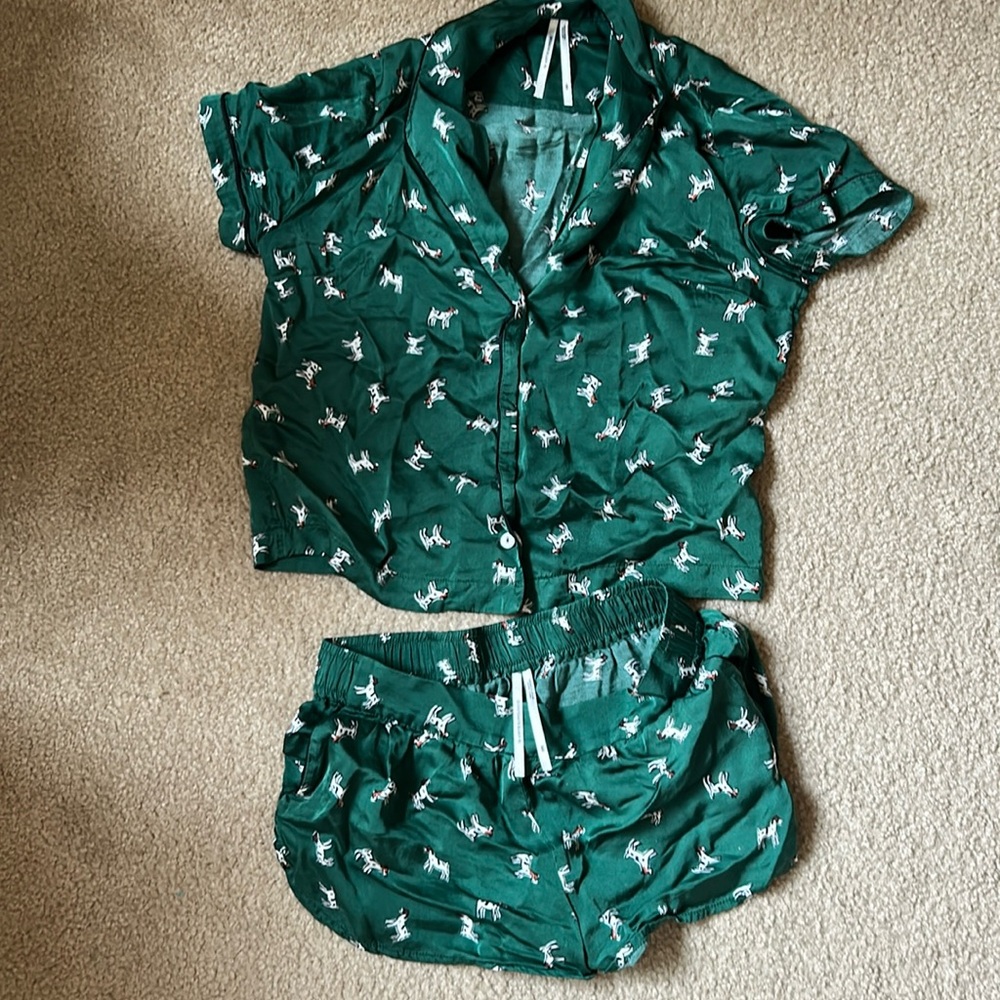 Anthropologie Silky Patterned Pajama Set